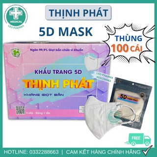 HỘP TÍM CHÍNH HÃNG Khẩu Trang 5D Thùng 100 Cái Thịnh Phát Chính Hãng, Hàng