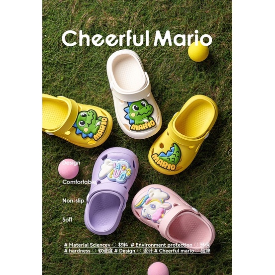 Dép cho bé, sục cross cho bé trai bé gái Cheerful Mario QL-7877-B siêu nhẹ, êm chống trơn trượt từ 1-6 tuổi