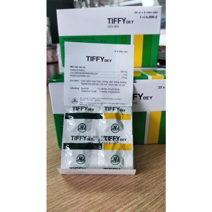 SALE 1 VỈ TIFFY CẢM CÚM 4 VIÊN
