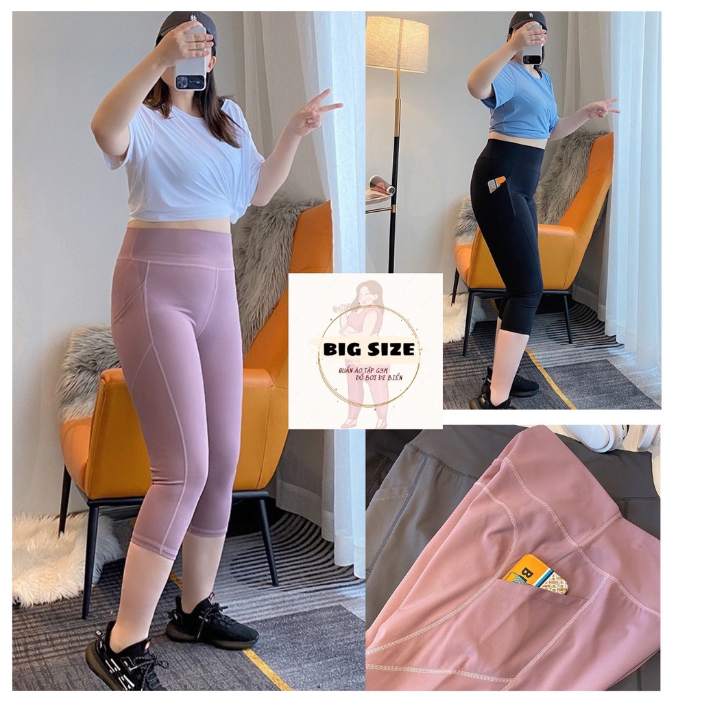 Quần tập gym,yoga big size nữ thể thao lưng cao màu trơn L078U ( Đen/Hồng) cho người béo 100kg