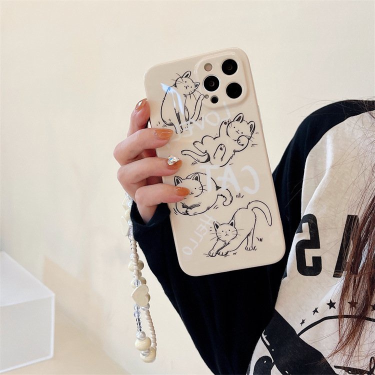 ỐP IPHONE FULL VIỀN IN HÌNH KITTY KEM KÈM DÂY