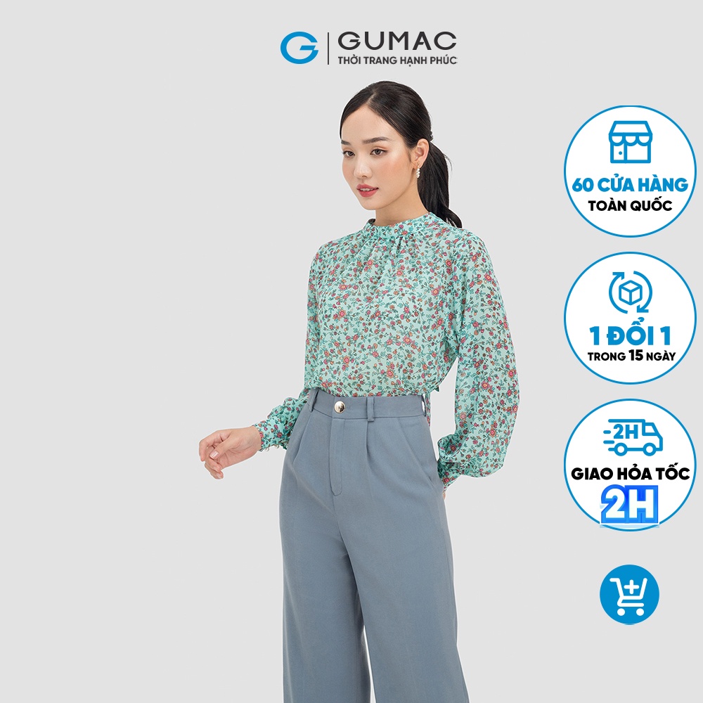 Áo cổ nhún tay phồng LA0704 thời trang GUMAC