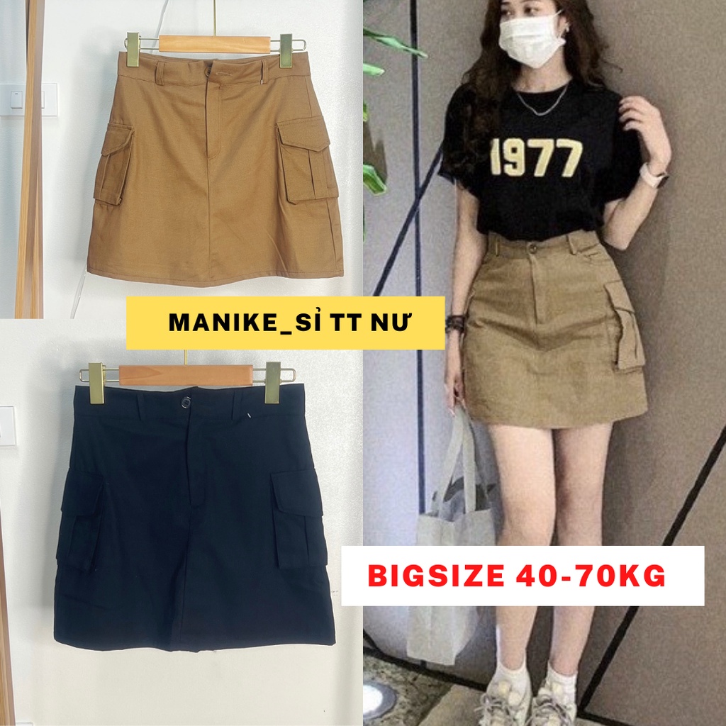 Chân Váy Kaki Bigsize Manike Chữ A Túi Hộp Có Quần Chống Lộ Phong Cách Hàn Quốc | BigBuy360 - bigbuy360.vn