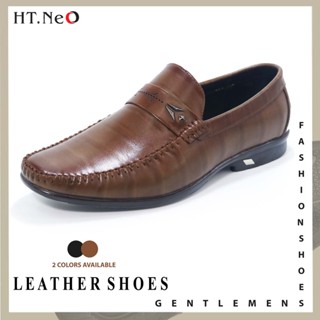 Giày nam da bò HT.NeO, Giày tây lười mũi nhọn đế 2cm cao su phong cách trẻ trung , sang trọng đi chơi đi làm GTN03