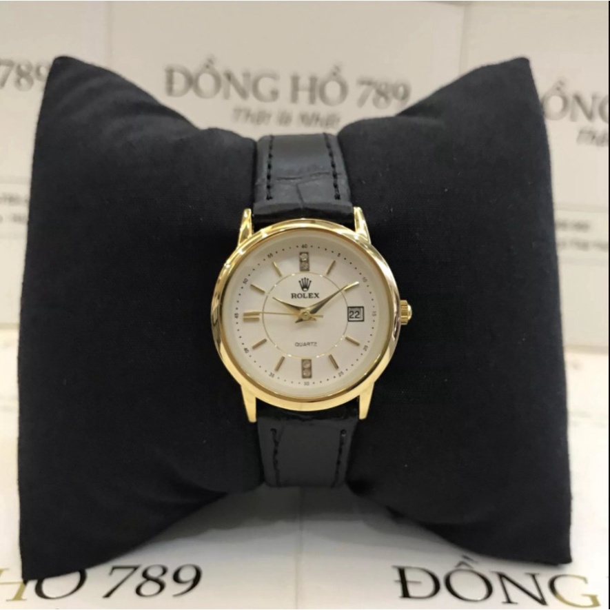 Đồng Hồ Nam , nữ dây da Rolex 075A DÂY DA Mặt TRẮNG Chống Xước, Chống Nước-Giá 1 chiếc