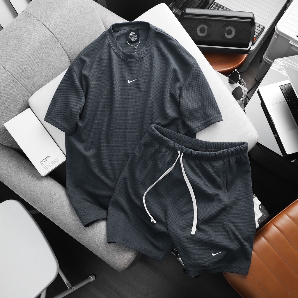 Set thể thao unisex chất liệu cotton dệt tổ ong, form rộng, mềm mại, thấm hút tốt SET11