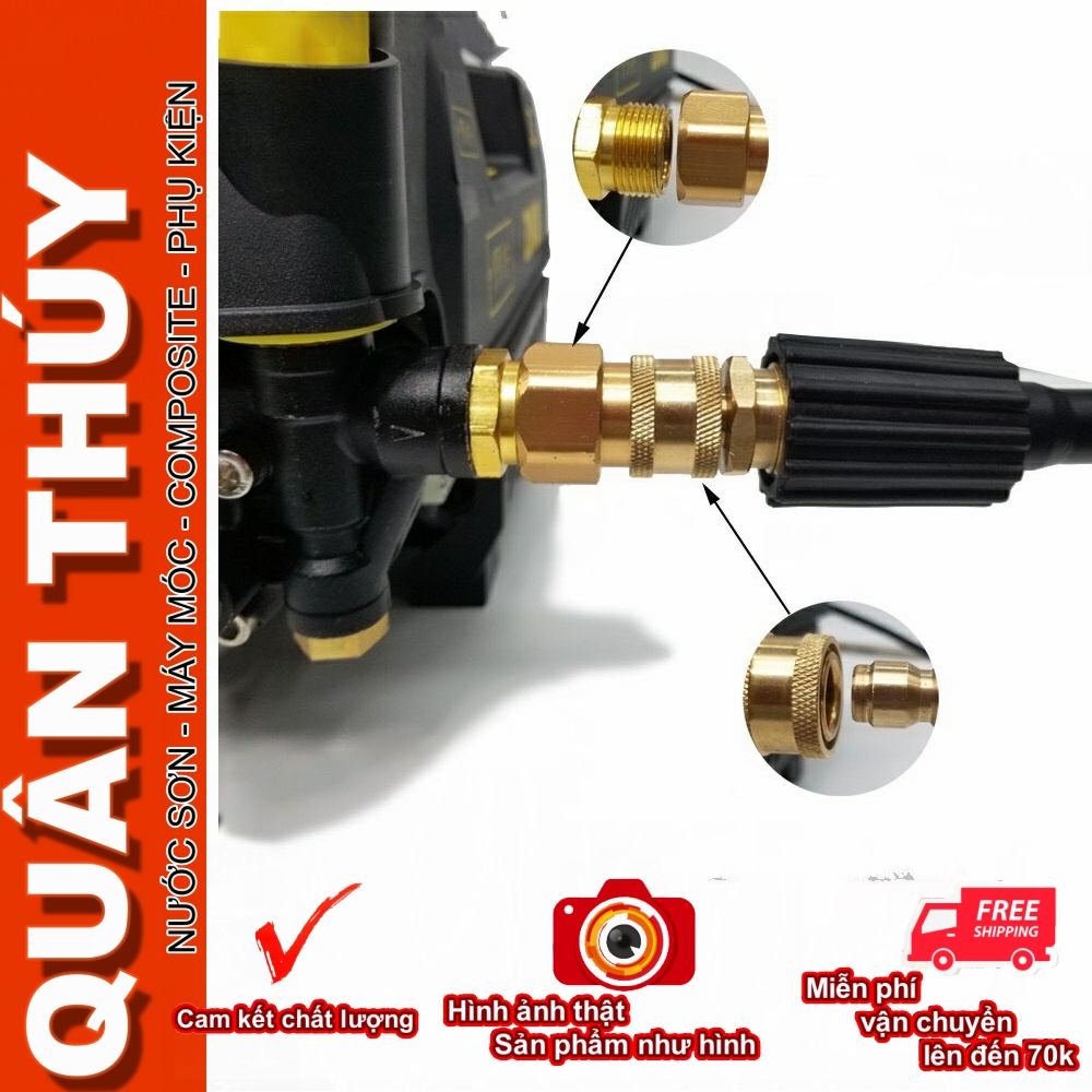 Bộ khớp nối nhanh đầu vào máy rửa xe,Khớp đồng nối nhanh dây xịt (Bộ Đầu Vào Bằng Đồng)
