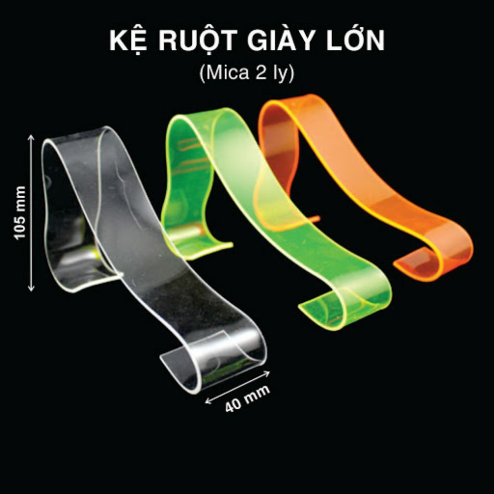 Kệ mica ruột giày dép. Phom nhựa giữ dáng giày dép
