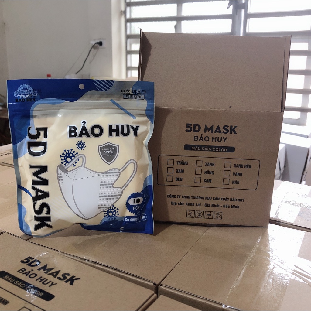 Thùng 100c Khẩu Trang 5D Bảo Huy Túi zip mẫu mới-Hàng Chính Hãng