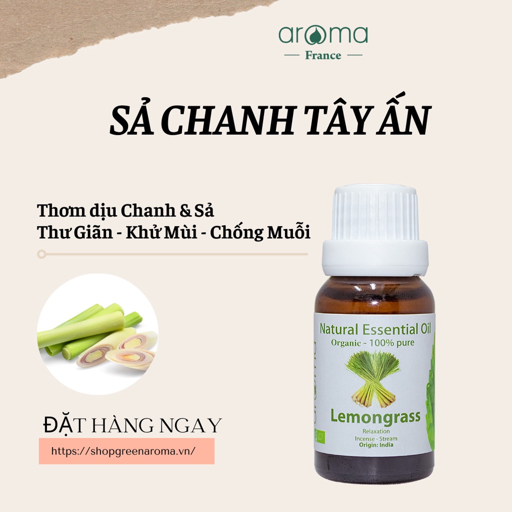 Tinh Dầu Thiên Nhiên / AROMA / Sả Chanh Tây Ấn - Lemongrass Essential Oil 10ml