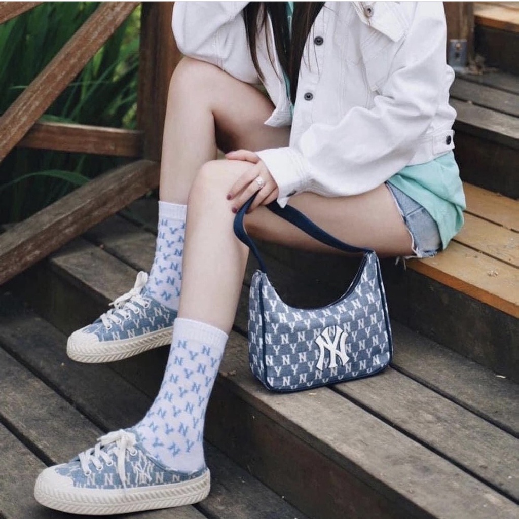 Giày sục MLB Mule Playball NY , Mono Denim NY, giày đạp gót, mlb chính hãng