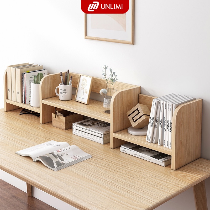 Kệ sách gỗ để bàn đa năng decor bàn học cực xinh thương hiệu UNLIMI - GP261