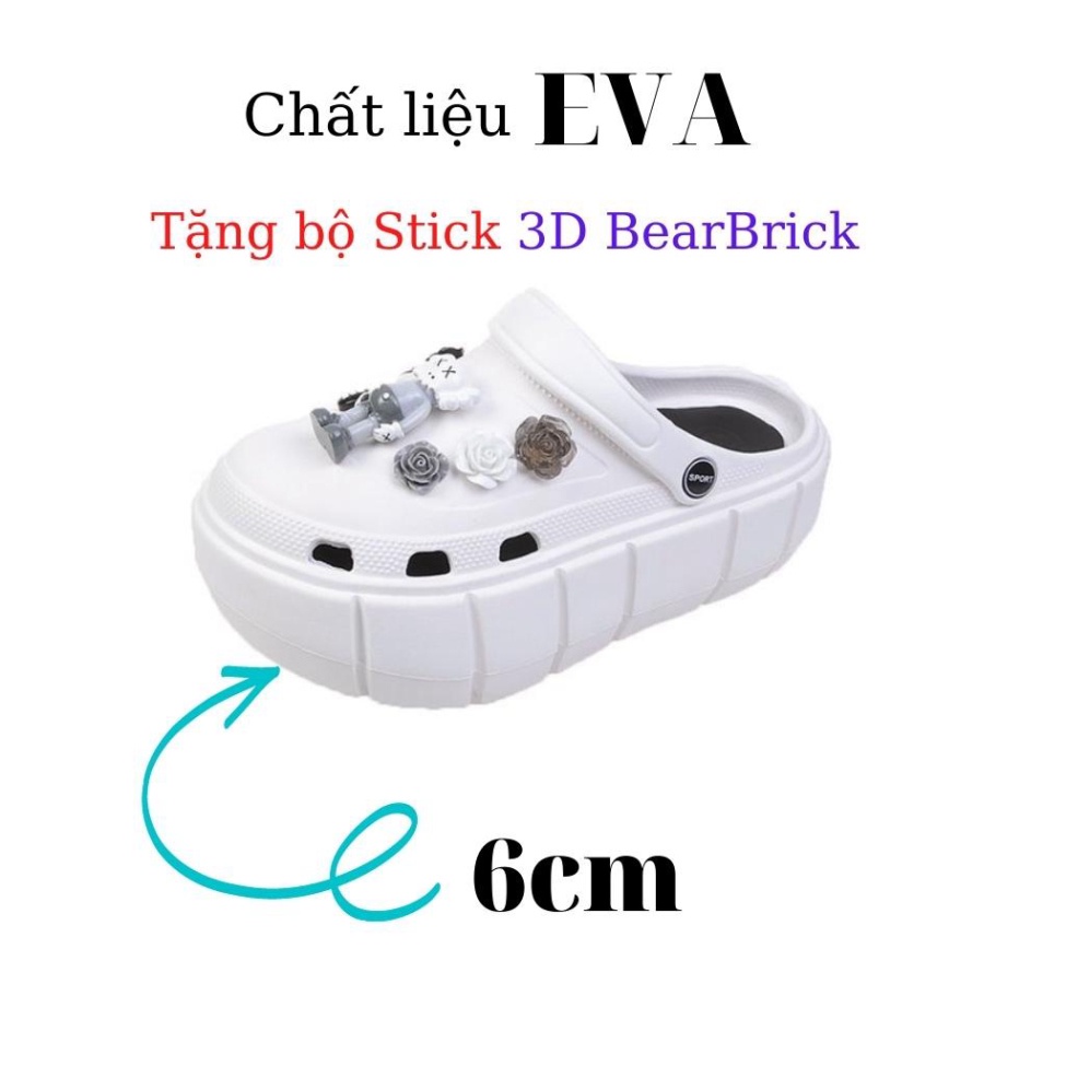 Dép Cross nữ Bearbrick tặng kèm Sticker dễ thương bản cao cấp chọn tăng 1 size - Hàng mới về