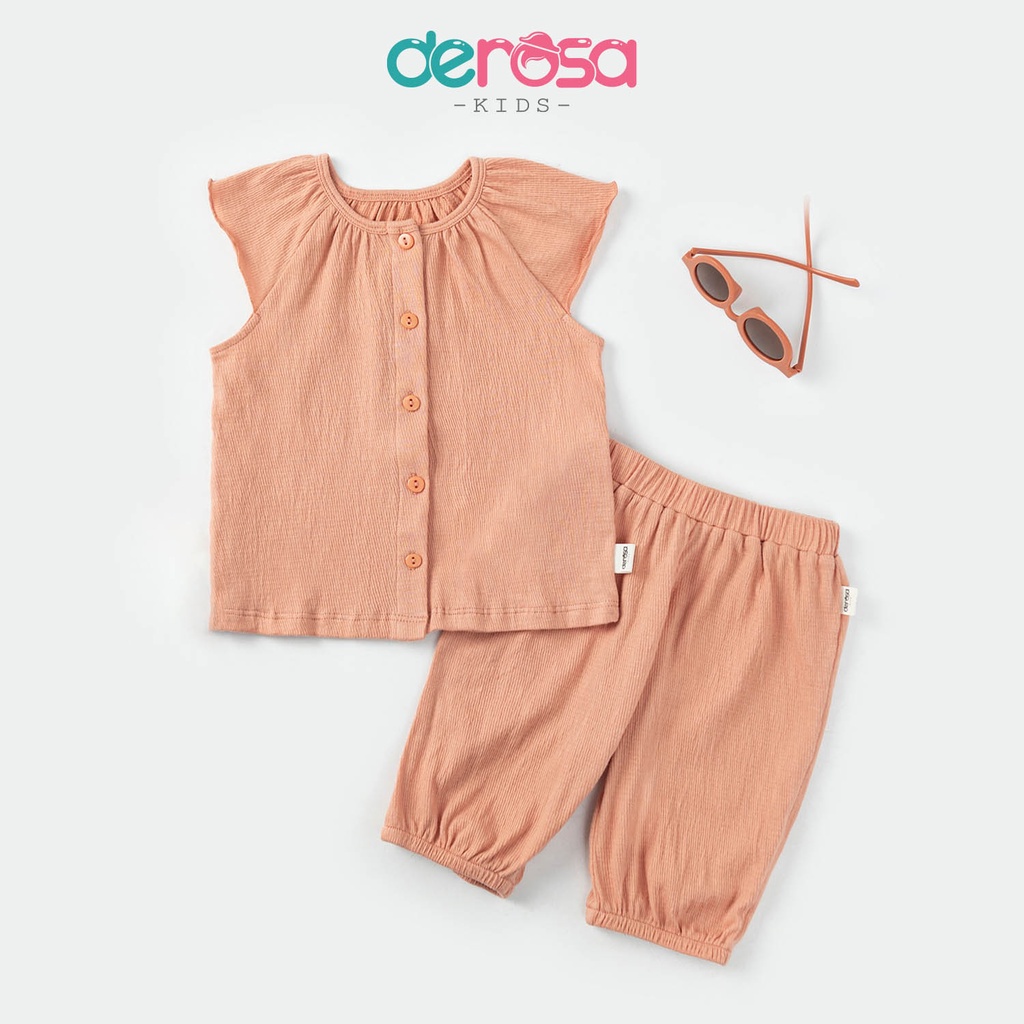 Bộ quần áo cộc tay cho bé gái DEROSA KIDS chất liệu cotton từ 1 đến 4 tuổi DSK23-103B