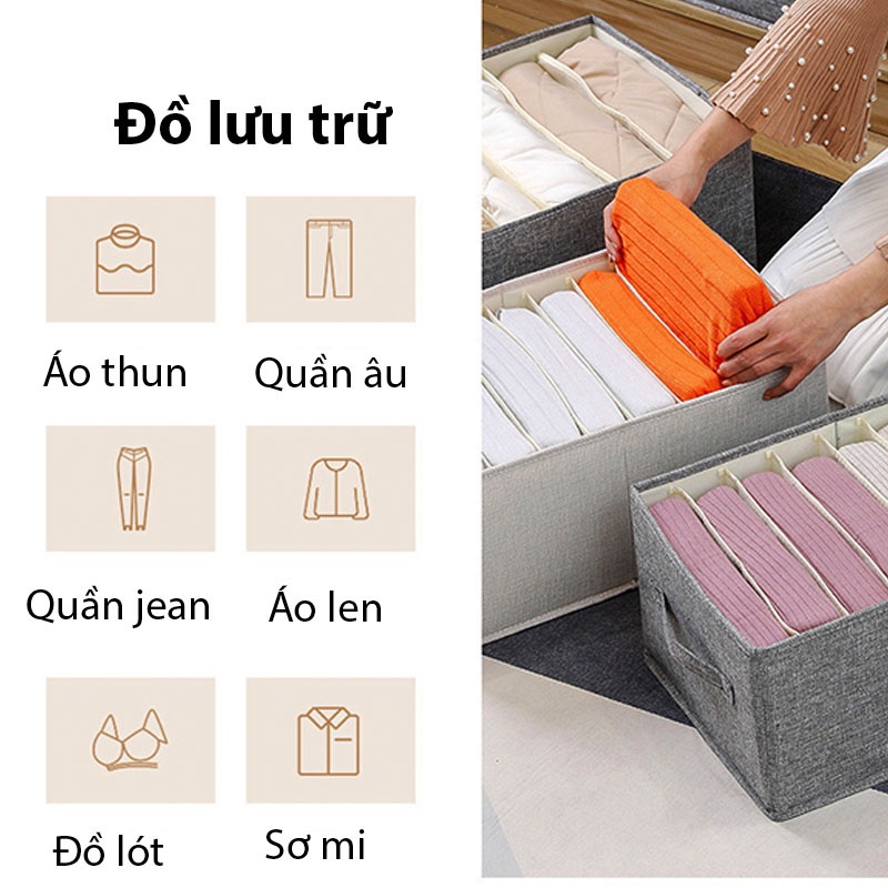 Hộp đựng quần áo chia 11, 12 ngăn có nắp túi hộp vải chia ngăn đựng đồ lót, tất vớ gấp gọn tiện lợi thông minh KOMOKI