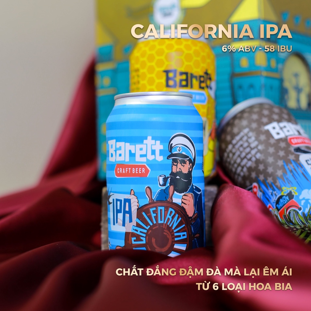 Bia BARETT set 6 lon vị IPA 330ml