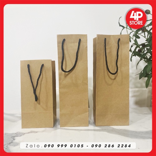 01 TÚI KRAFT 11x35x11CM - QUAI VẢI - TÚI ĐỨNG, DÀI
