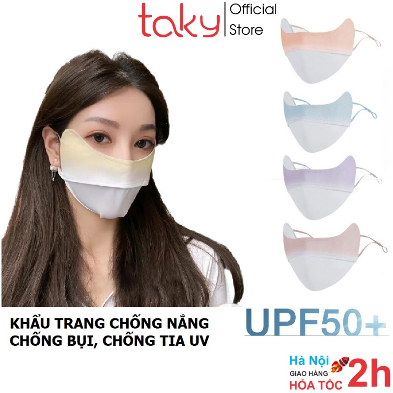 Khẩu Trang - Taky, Vải Lụa Mát Chống Nắng, Dễ Thở - Chống Tia Cực Tím, Tia UV - UPF 50+, Che Gò Má Chống Nám. 7789