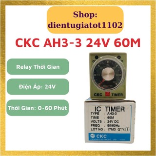 Relay thời gian CKC AH3-3, time 60 phút 24V, rơ le thời gian CKC 60M