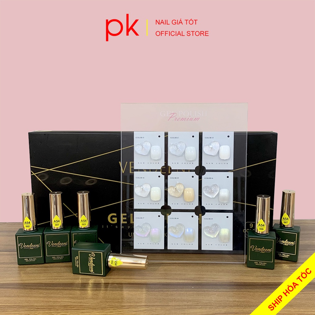 Set sơn gel ánh trai 3D cao cấp Vendeeni mã A54 tặng kèm bảng màu