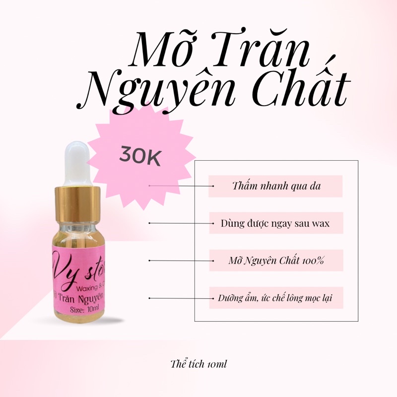 10ML MỠ TRĂN NGUYÊN CHẤT HỖ TRỢ TRIỆT LÔNG