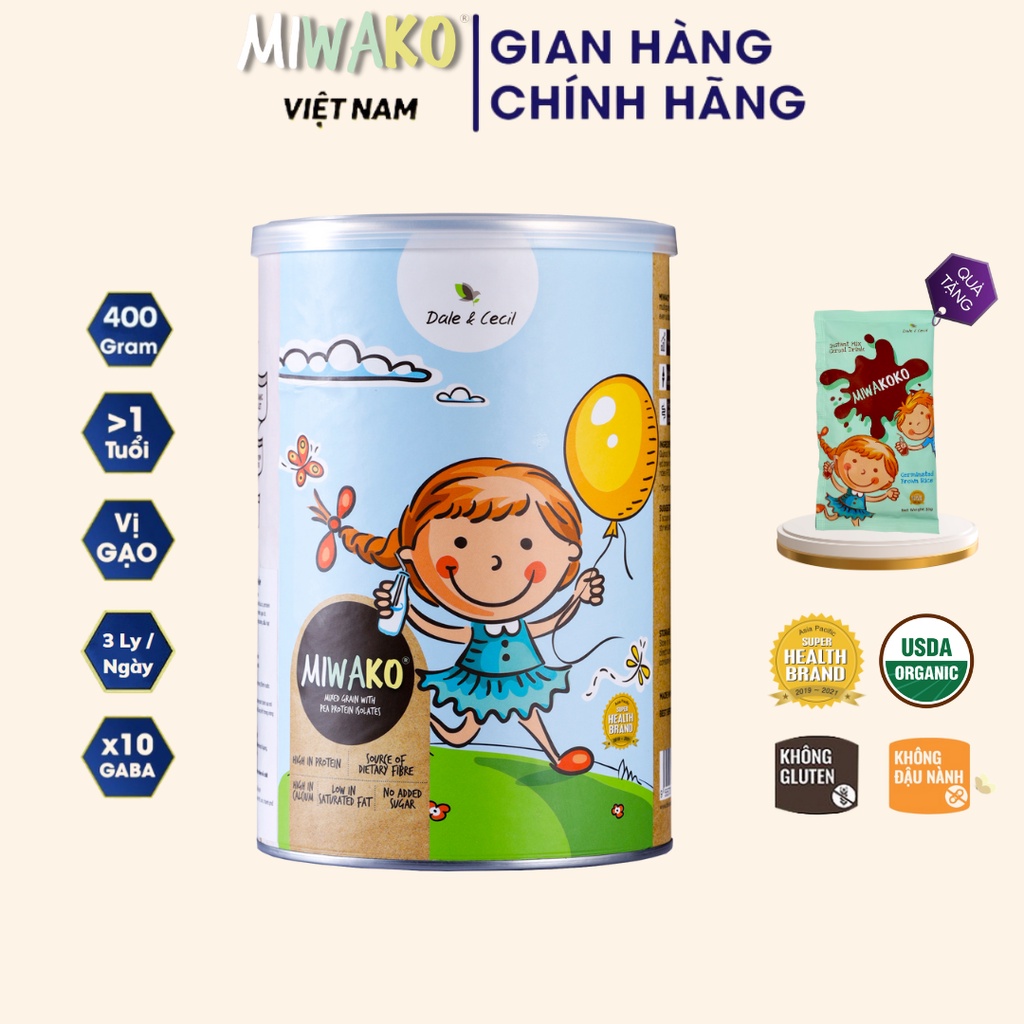 Sữa Công Thức Thực Vật Hữu Cơ Miwako Vị Nhạt Dễ Uống Vị Gạo 400g x 1 Hộp - Miwako Việt Nam