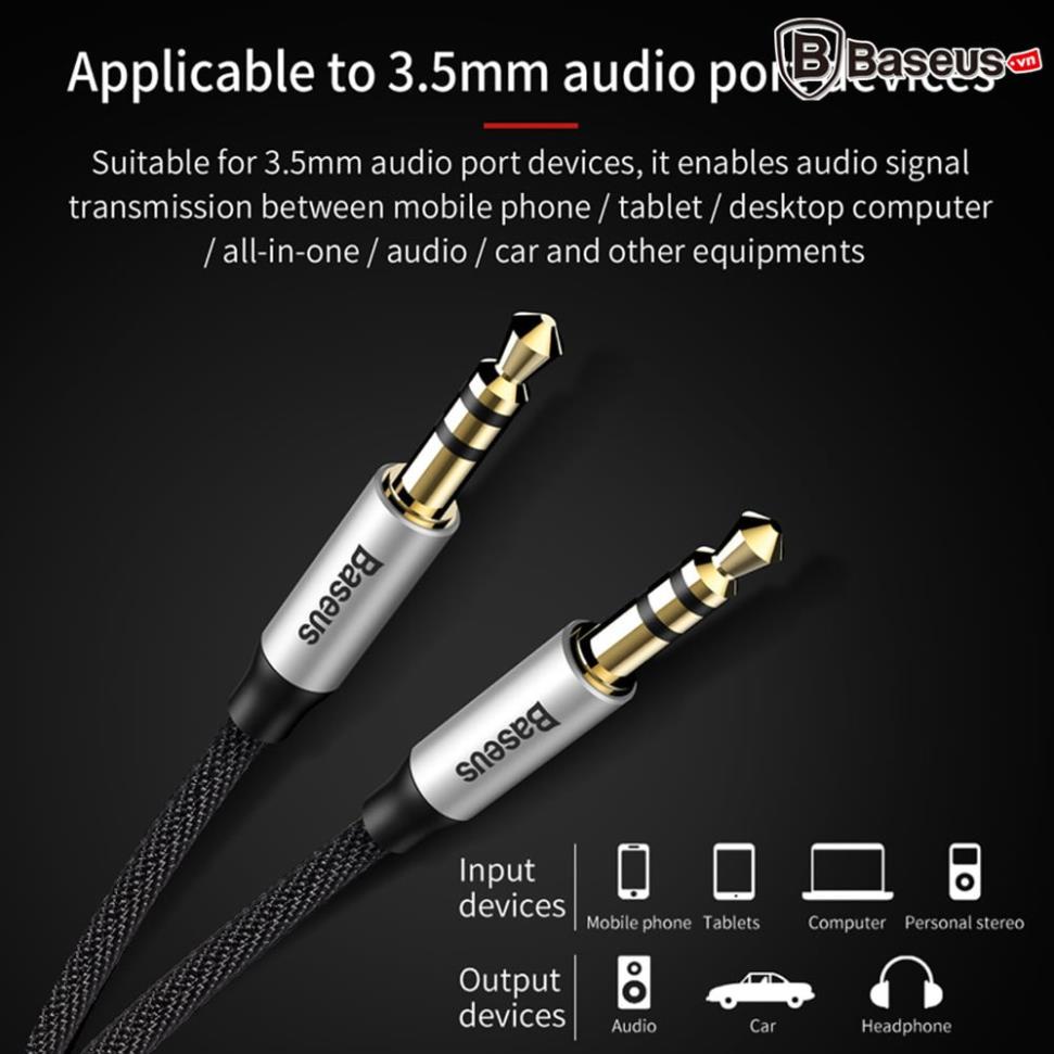 Dây cáp âm thanh chất lượng cao AUX Audio 3.5 Baseus M30