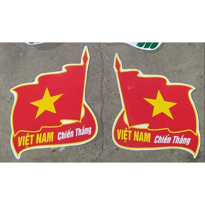 Tem decan hình lá cờ Việt Nam Chiến thắng dán xe. Tem lá cờ đỏ sao vàng dán xe