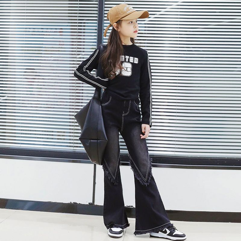 Quần jeans Dài Phong Cách Hàn Quốc Mới Cho Bé Gái