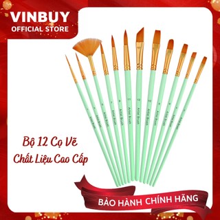 12 Cọ vẽ màu nước Pastel 3 Mint Pink Blue màu sơn dầu tranh tường số hoá - Hàng Chính Hãng - VinBuy