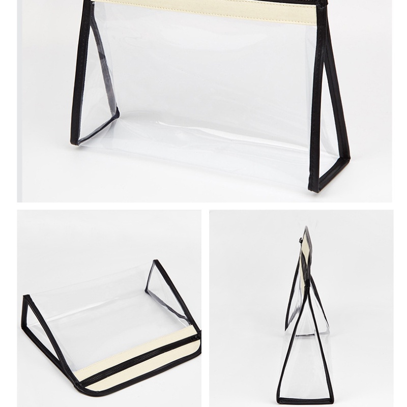 Túi Đựng Mỹ Phẩm Trong Suốt Có Khóa Kéo Chống Thấm Nước Phong Cách Nhật Bản