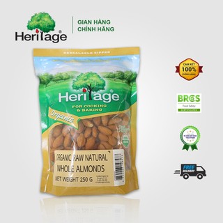 Hạnh nhân hữu cơ Heritage Thái Lan 250g - Oganic Raw Natual Whole Almonds