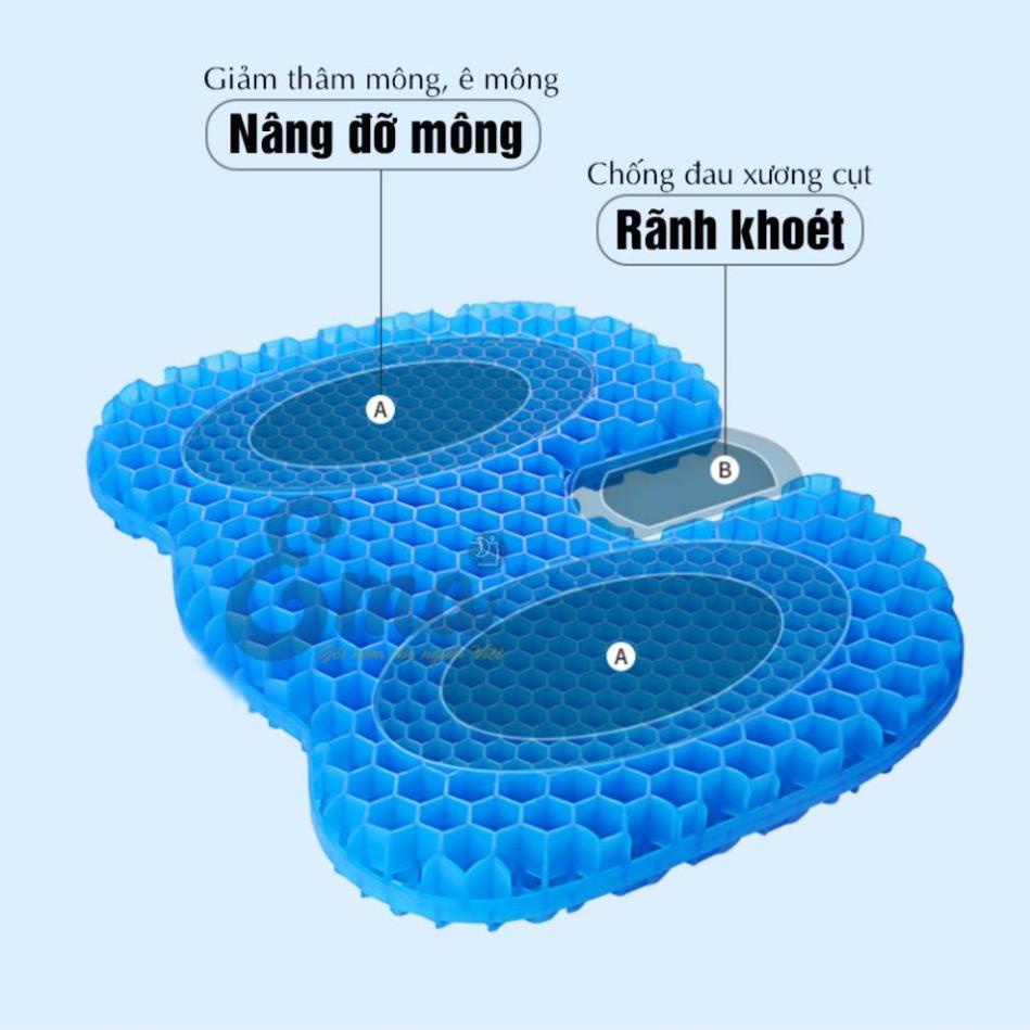 Đệm/ Nệm ngồi bệt 3D Silicon thoáng khí thế hệ 3 hình chữ U chống đau xương cụt, chống trĩ, chống thâm mông, ê mông