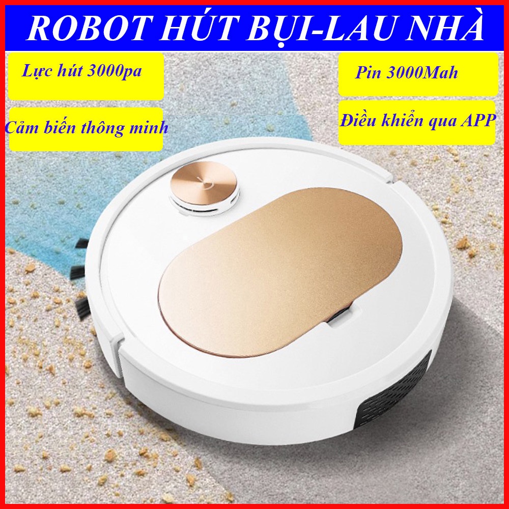 Robot Lau Nhà Hút Bụi, Máy Hút Bụi Tự Động ES350. Điều khiển qua app điện thoại, lực hút 3000pa, lau hút cùng lúc