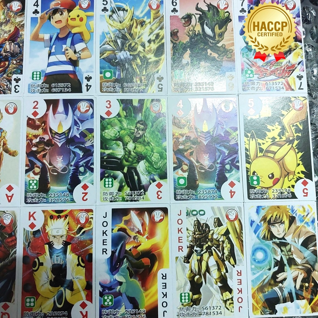 1673 Bộ bài Poker tây 54 lá hình Anime MIX Pokemon Kamerider PowerRanger 1-4-1