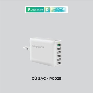 Bộ sạc ravpower rp-pc029, 6 cổng usb, 60w, sạc nhanh qc 3.0