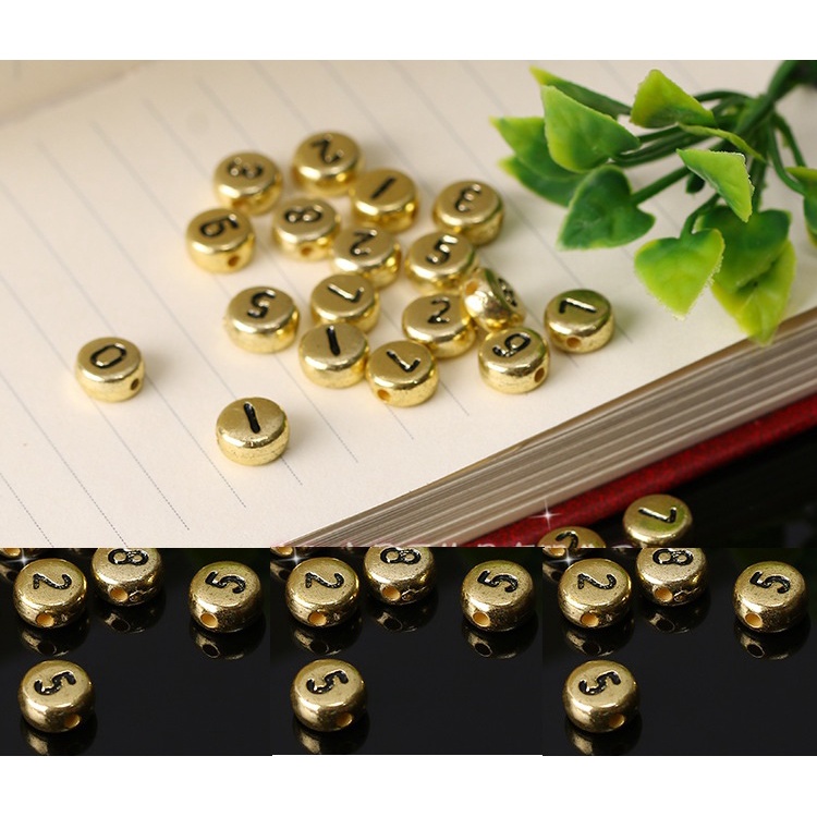 (chọn chữ) 10 Hạt Chữ Cái màu gold 4x7mm Dùng Làm Trang Sức ,Thủ Công Tiện Dụng