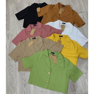 Áo croptop linen 1 túi Cói Design