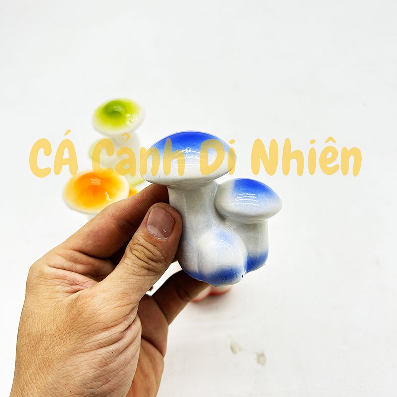 Cây Nấm Đôi trang trí tiểu cảnh hồ cá hòn non bộ bằng gốm sứ tráng men BHAHG1-82