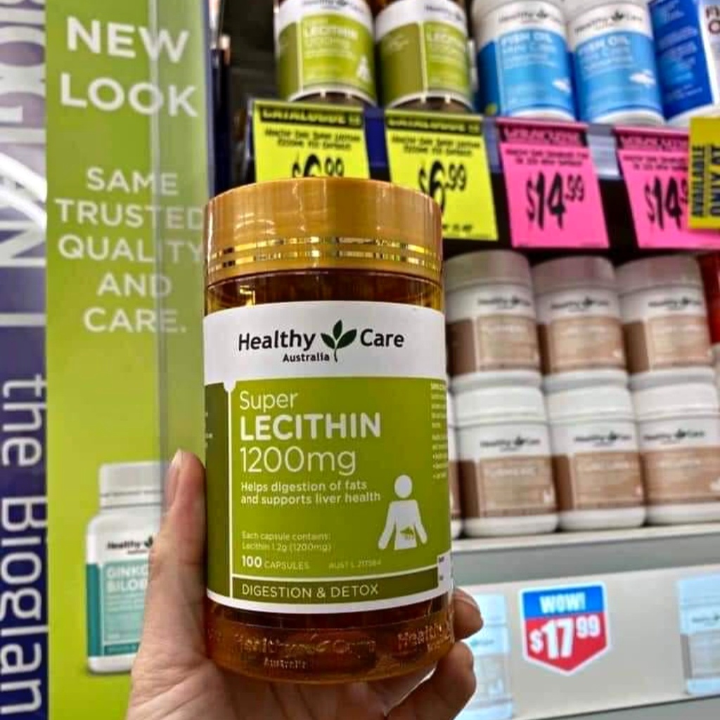 Mầm Đậu Nành Healthy Care Super Lecithin 1200mg viên uống đẹp da, cân bằng nội tiết tố - Lọ 100v