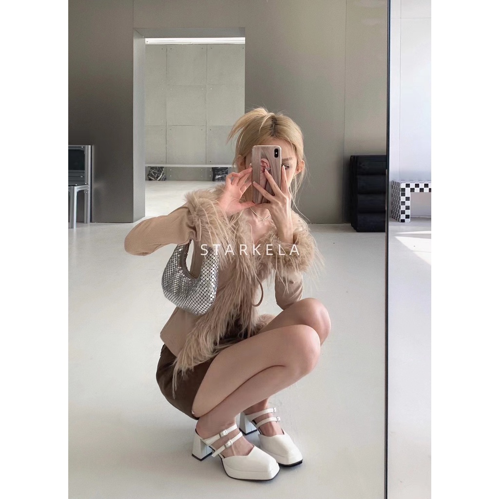 Xăng Đan Nữ Mary Jane Cao Gót Nữ Gót Vuông Mũi Vuông Đế Chống Thấm Nước WESTIE STUDIO - A290.GN