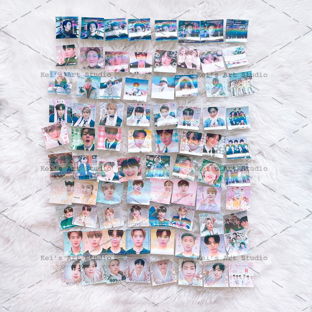 Set 80 cái sticker tem niêm phong BTS size 3,5 - 4cm vuông, cán bóng, cắt rời sẵn