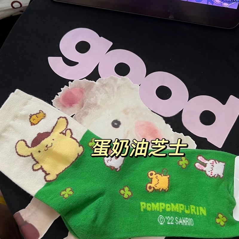 Tất vớ chân hoạt hình Sanrio Kuromi Melody Cinnamoroll Kitty Pompurin