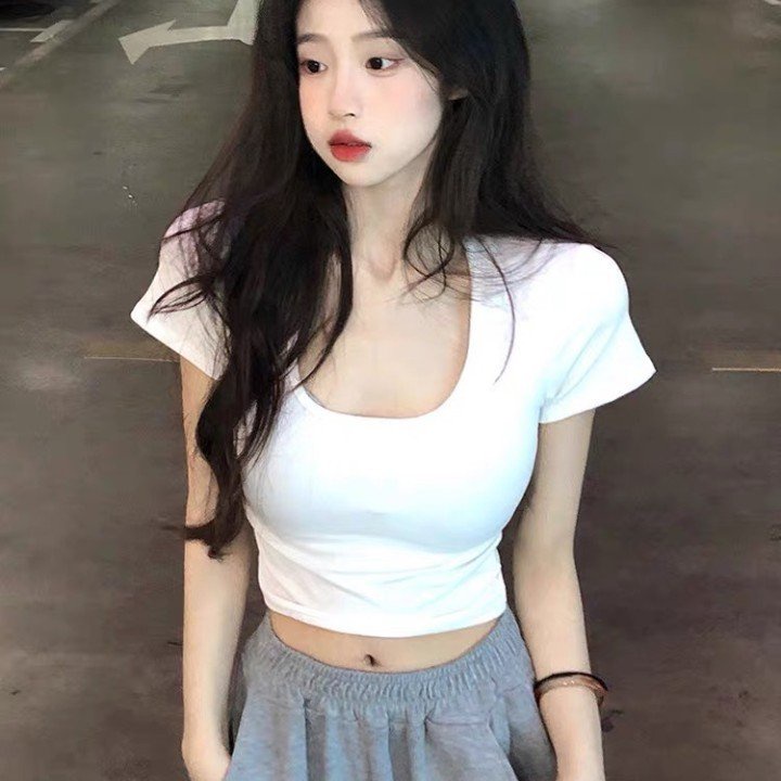 Áo Croptop Trơn Basic RYSO FASHION Ôm Body Cổ Vuông Tay Ngắn Chất Thun Gân Dày Dặn Co Giản Mềm Mát