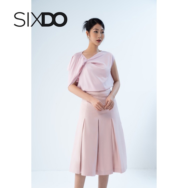 Áo lụa hồng lệch vai freesize thời trang SIXDO