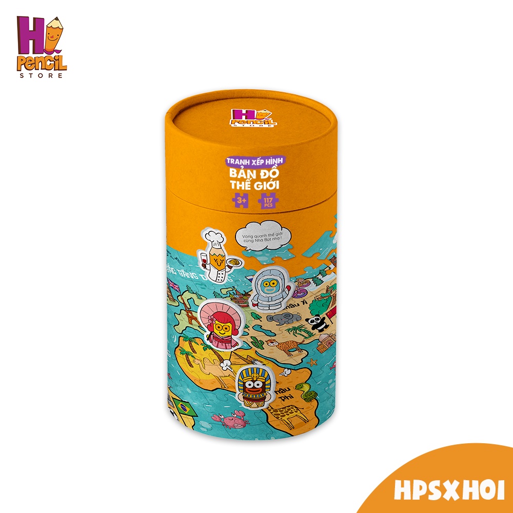 Đồ Chơi Xếp Hình Thông Minh HI PENCIL 117 mảnh Khám Phá Việt Nam, Thế Giới tặng kèm Sticker Nhà Bút Du Lịch