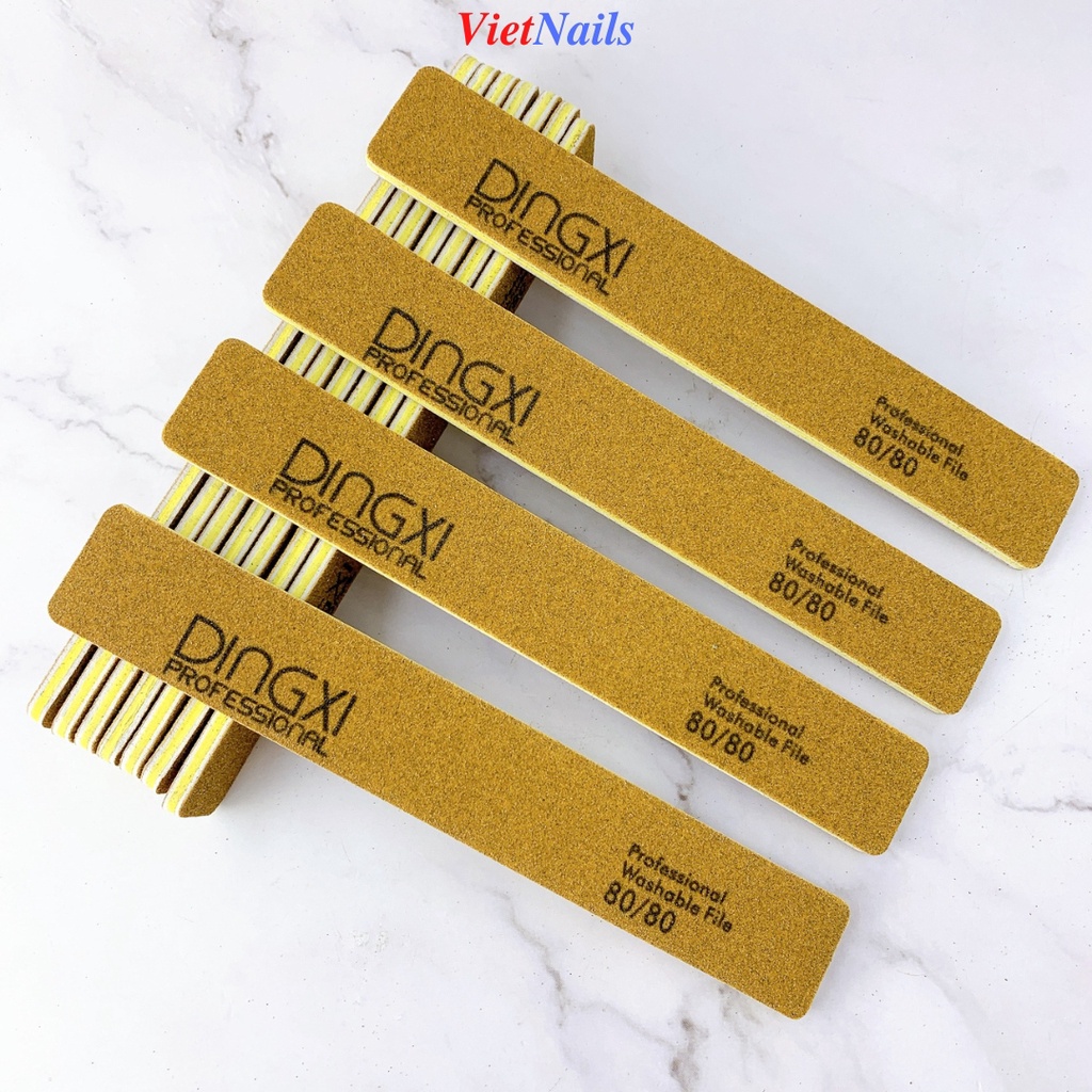 Dũa Móng Dingxi Nhám Vàng Độ Nhám 80/80 - Dũa Móng Bột, Móng Nối, Móng Úp Nhanh Chóng