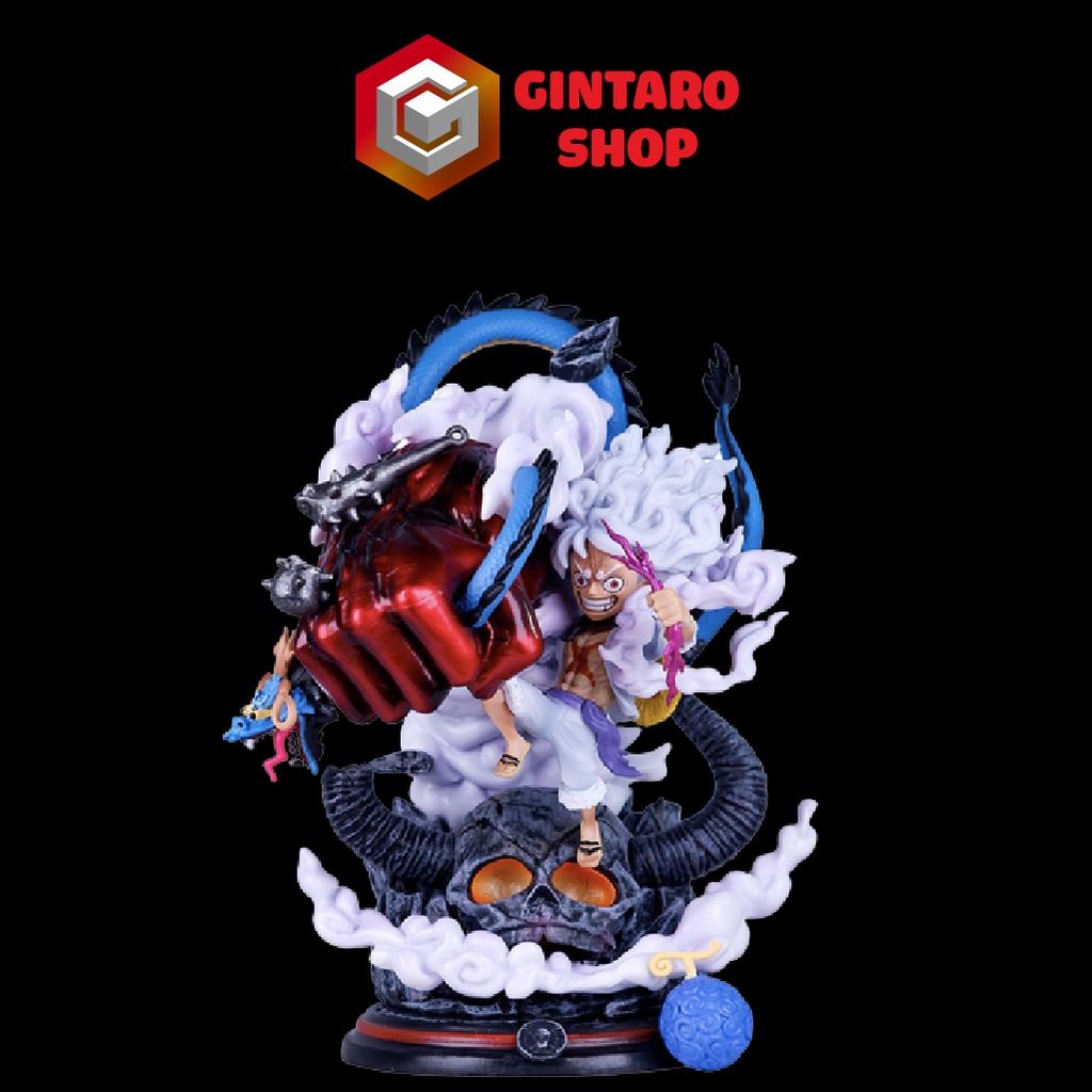 Mô hình One Piece Luffy Gear 5 phiên bản chiến đấu bóp Kaido cực ngầu và chi tiết, Mô hình Luffy Gear 5 cao 22Cm FullBox