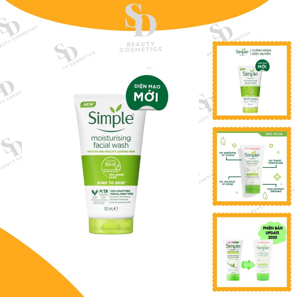 Sữa Rửa Mặt Cho Da Khô Simple Moisturising Facial Wash 150ml