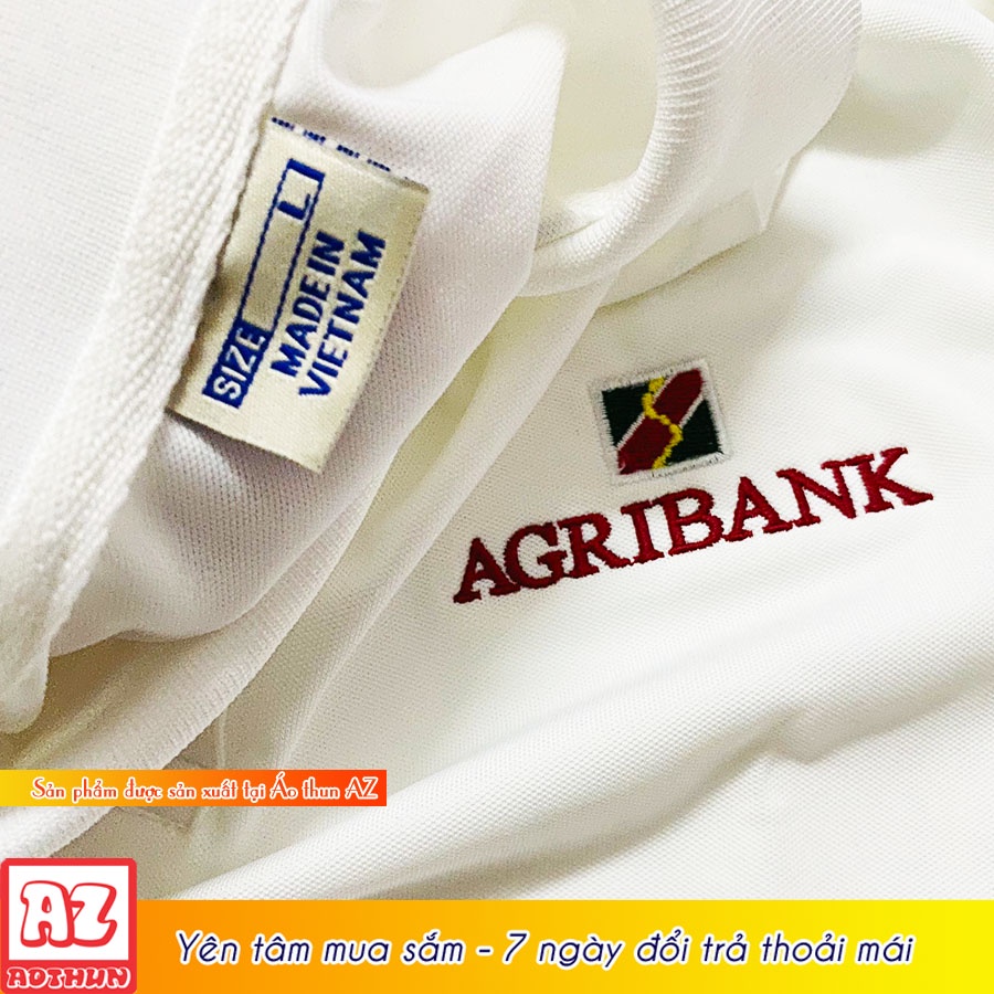 Áo thun polo nam nữ màu trắng thêu logo đồng phục ngân hàng Agribank AT37